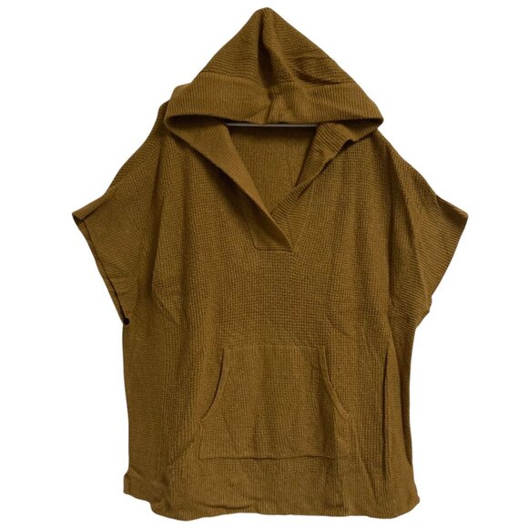 Women's AERIE Cozy Up Oversized Waffle Knit Short-Sleeve Hooded Sweater Medium - Picture 1 of 3